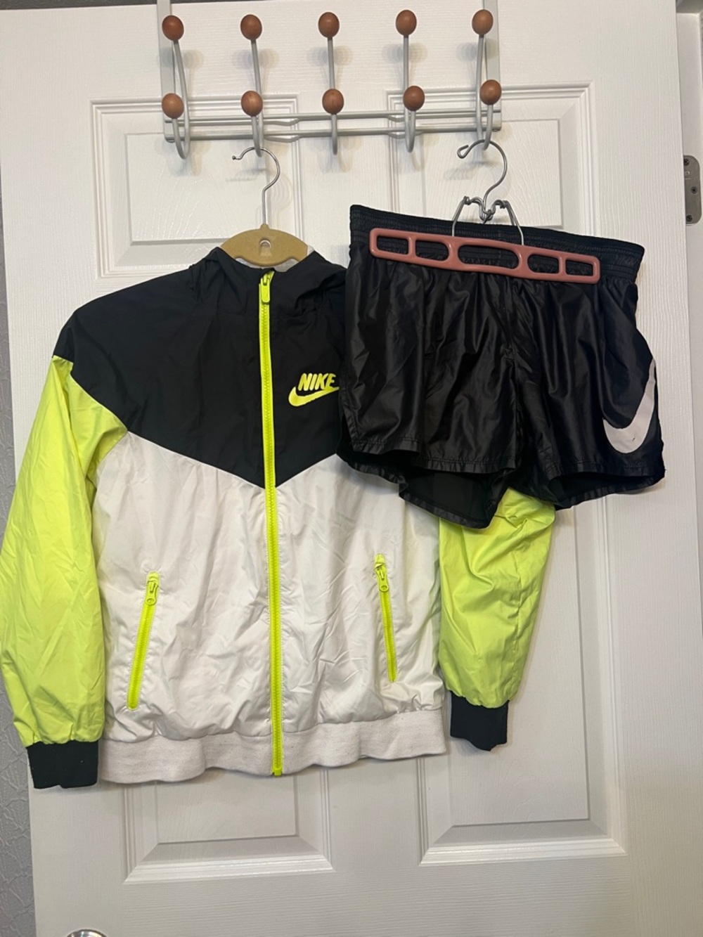 Nike Black, Black, White & Neon Yellow Windbreaker Jacket wBlack Nike Shorts